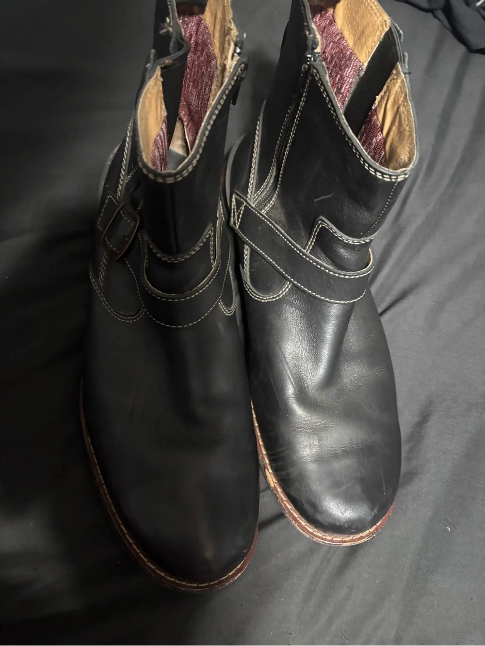 Clarks Black Leather Buckle Engineer Boots